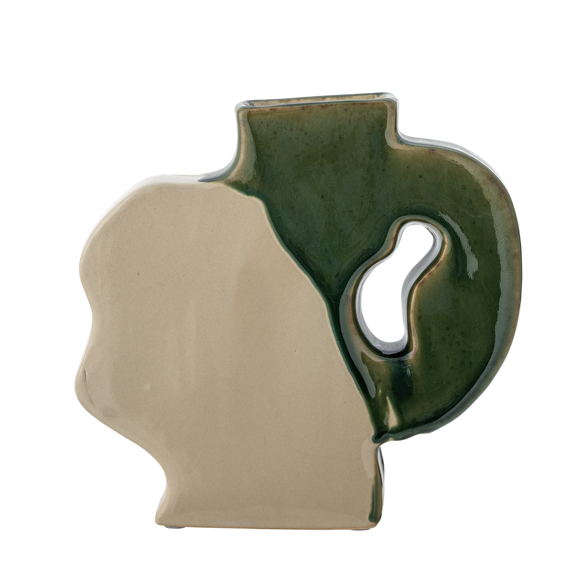 Bloomingville - River Vase, Grøn, Stentøj, L20,5xH20xW6 cm