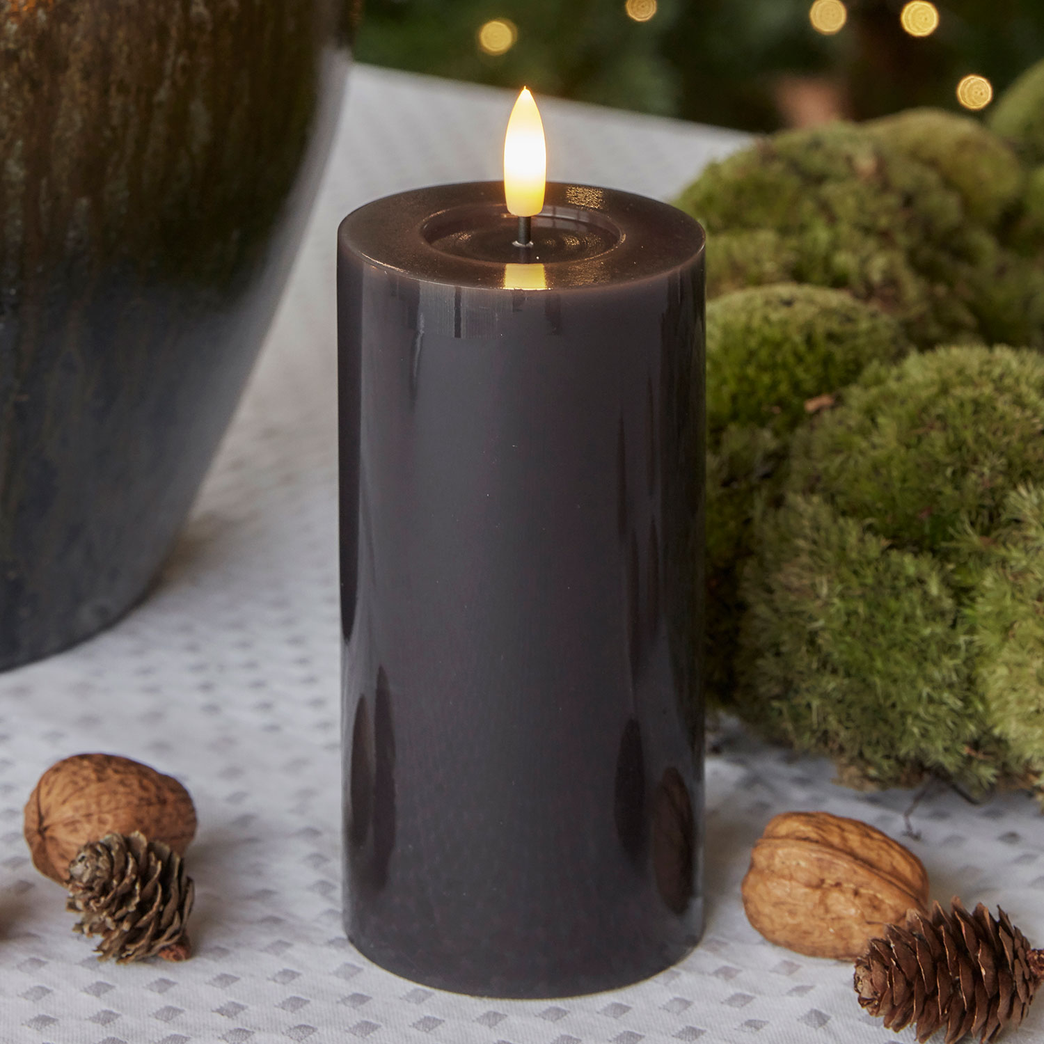 Sirius - Sille Lacquer Pillar, Stone Gray, Ø7,5xH15cm