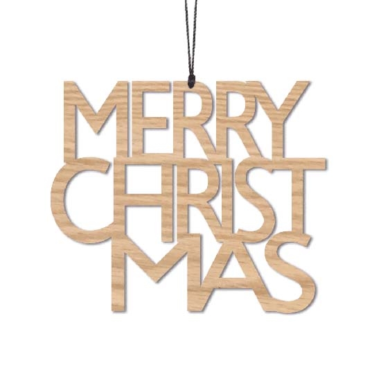 Merry Christmas - lige, egetræ - 2 stk.