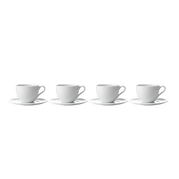 Relief - kaffekop med underkop 4 stk Relief - kaffekop med underkop 4 stk
