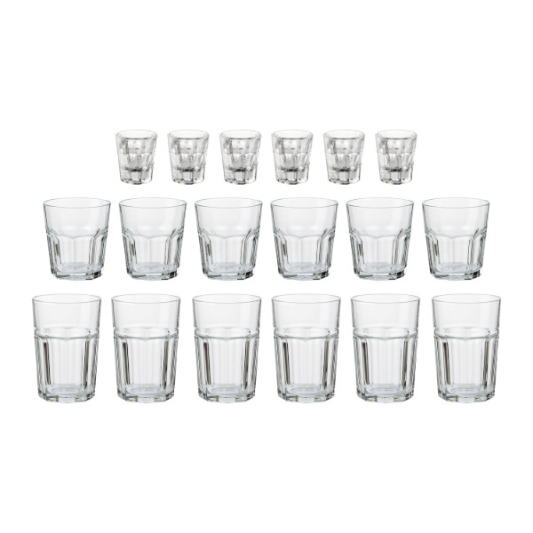 Aida - ATELIER - GRANIT glas 18 dele sæt -6 x 36 cl + 6 x 28 cl + 6 x 5 cl