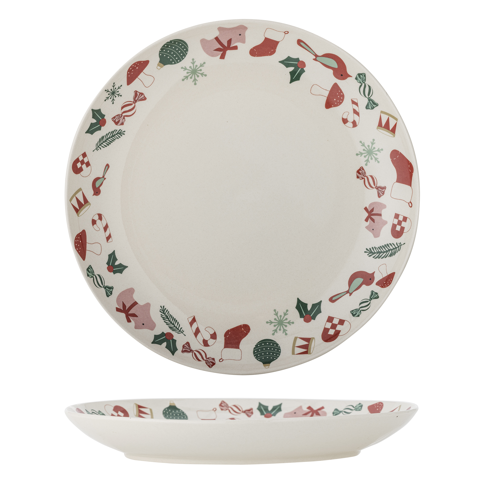 Bloomingville - Yule Serveringsfad, Natur, Stentøj, D28xH4 cm