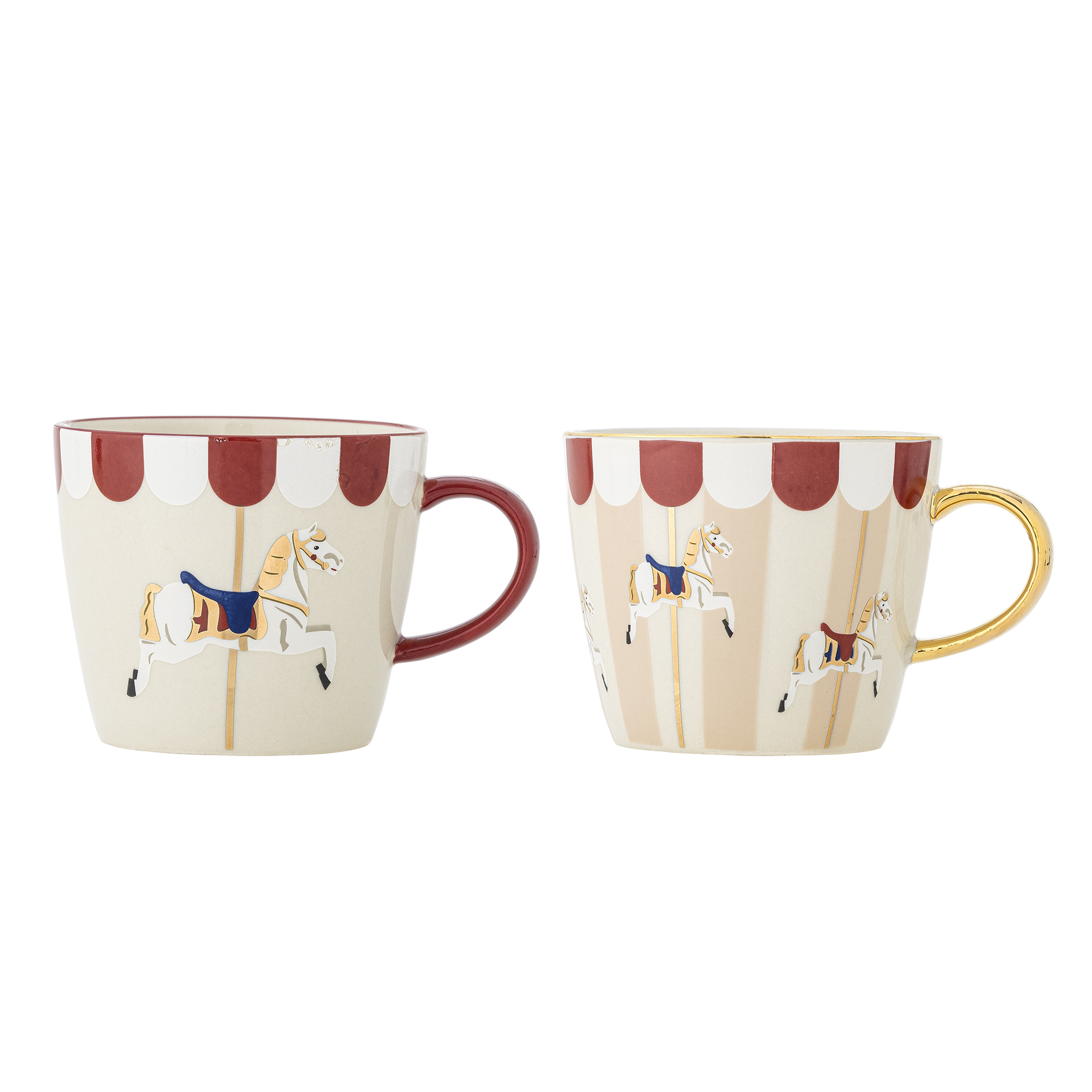 Bloomingville - Merry-go-round Krus, Multifarvet, Stentøj, D9,5xH8 cm, Set of 2