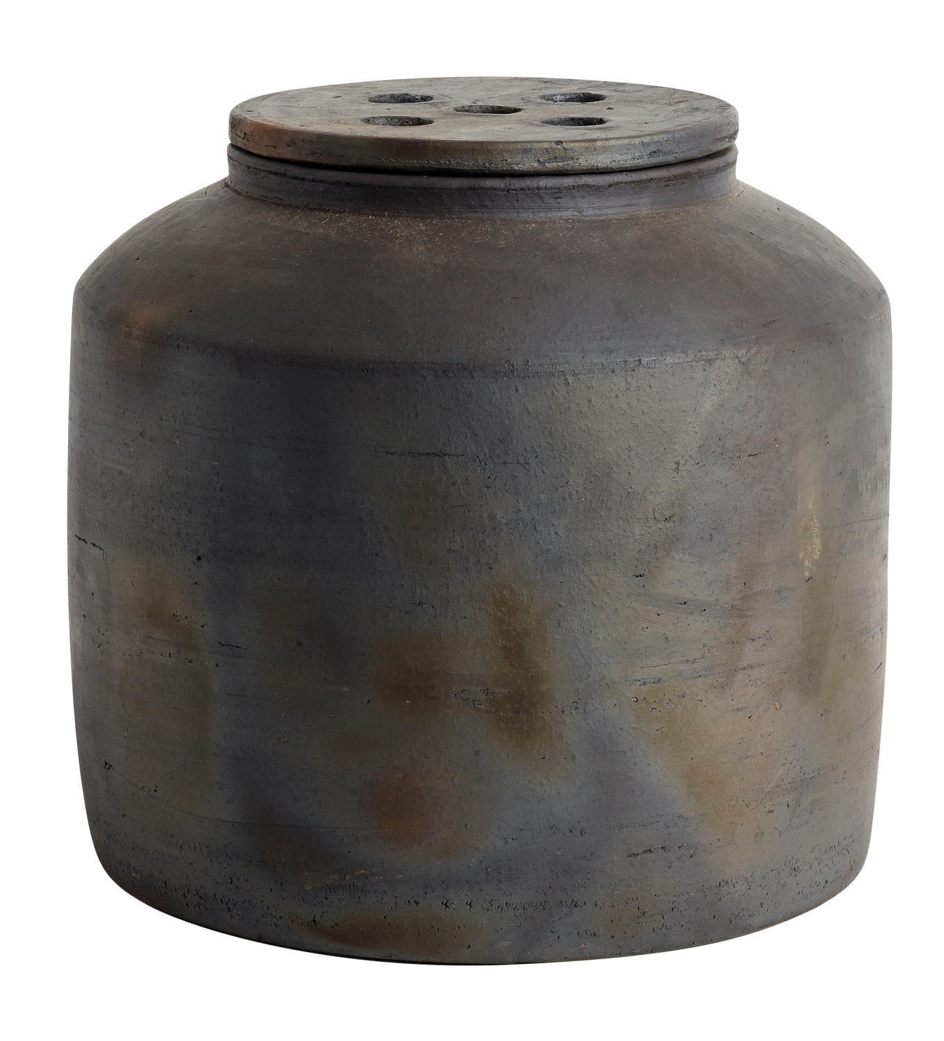 Hazel Krukke m. Låg - Brun/Sort, Ø25xH24 cm - Terrakotta - Brun/Sort