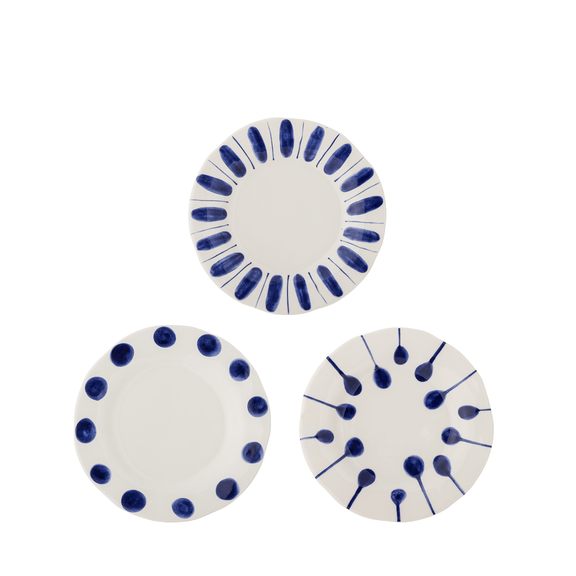 Bloomingville - Linora Tallerken, Blå, Stentøj, D22xH2,5 cm, Set of 3