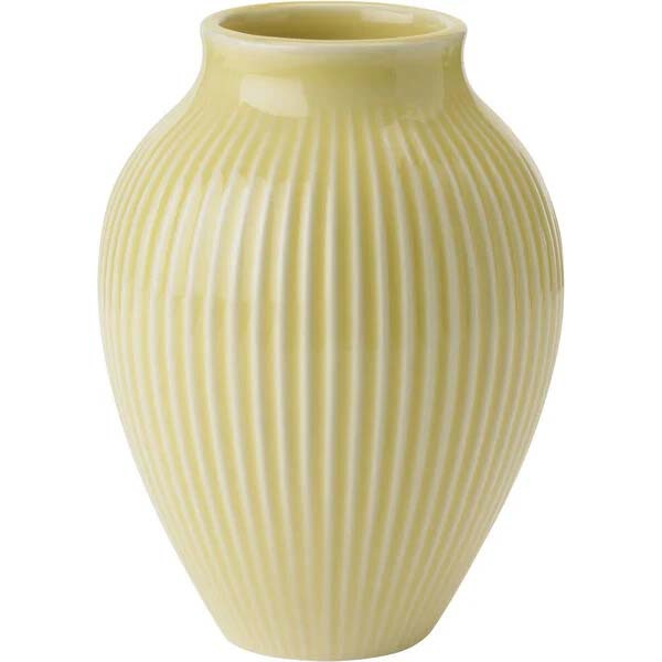 Knabstrup, vase, riller gul, 12,5 cm