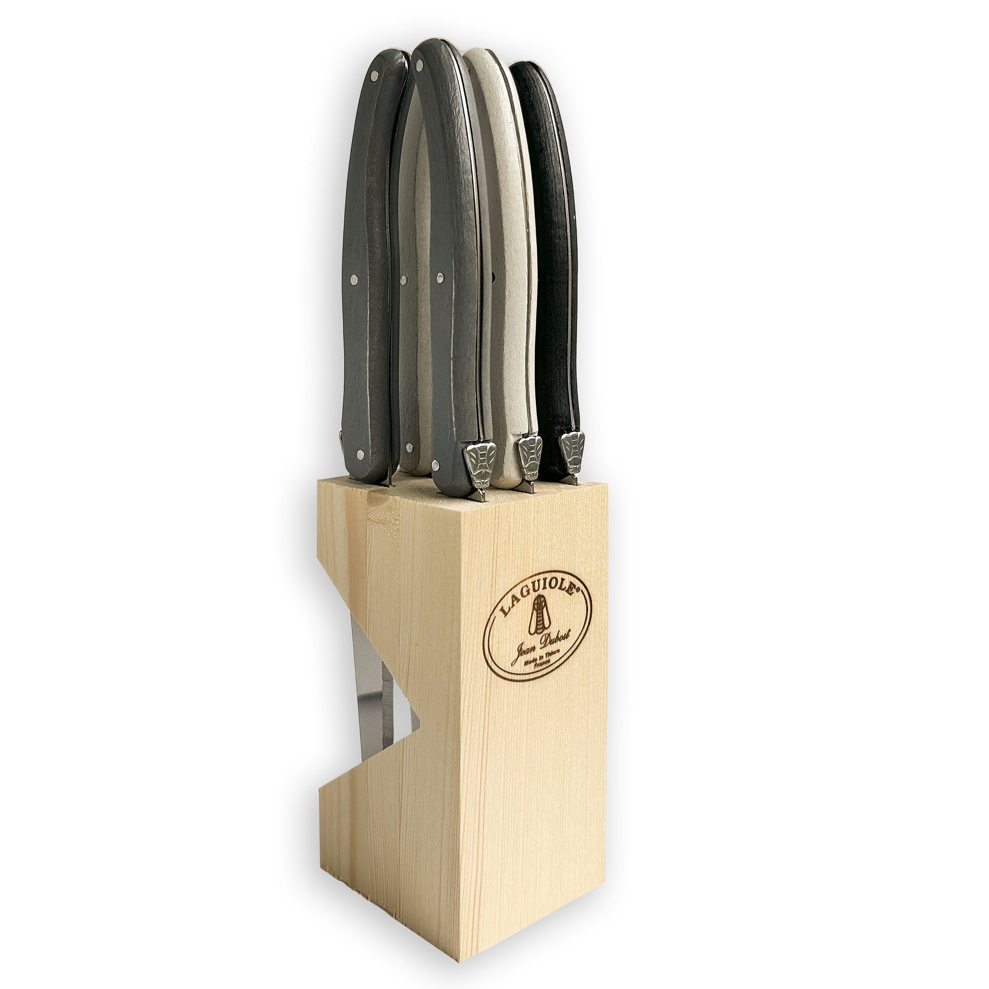 Laguiole 6 stk. steakknive i blok 3 farver* Laguiole 6 stk. steakknive i blok 3 farver*