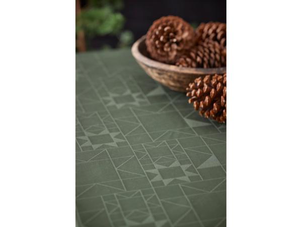 Juledug 140x370 Star Damask Forest green