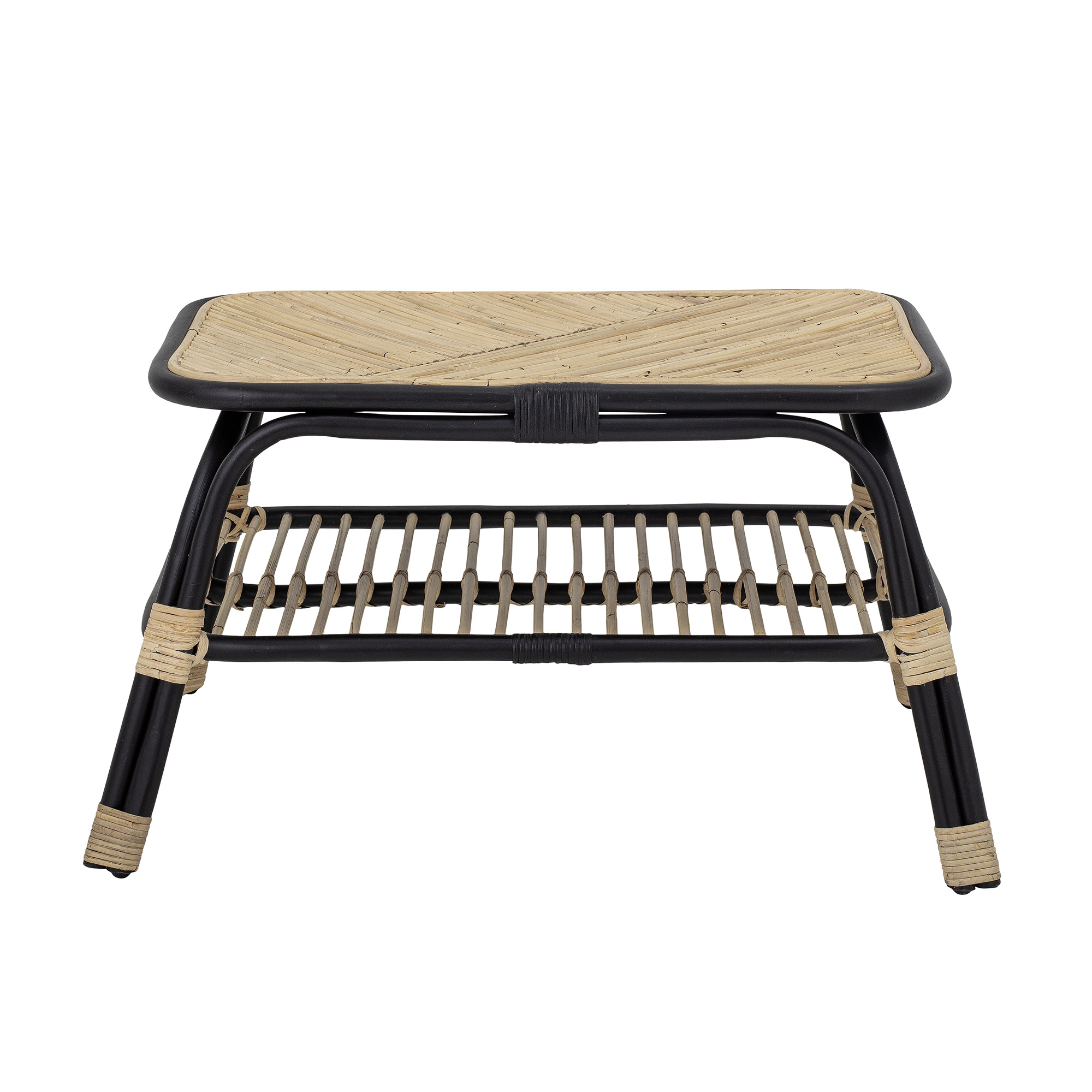 BLOOMINGVILLE Loue sidebord, m. hylde, rektangulær - sort/natur rattan (79x54)