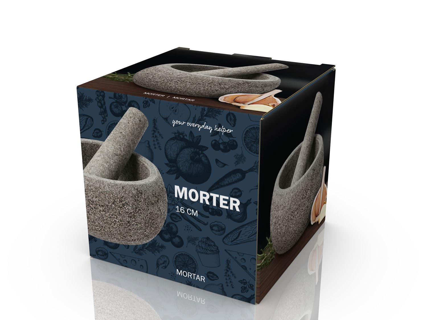 Morter med støder Dia. 16 x 8 cm Granit