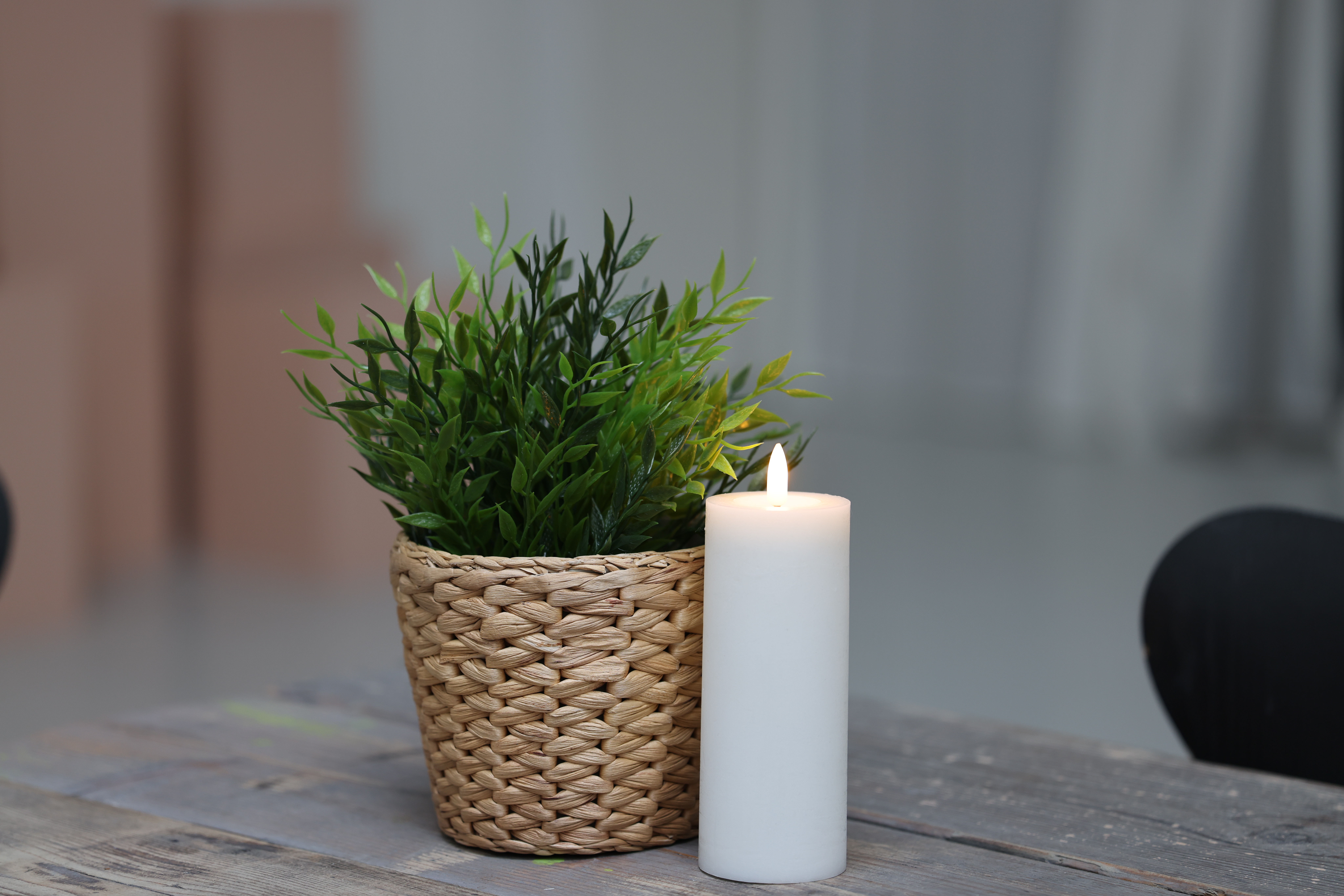 Skandi LED Bloklys Ø6 cm - Hvid - H15 cm