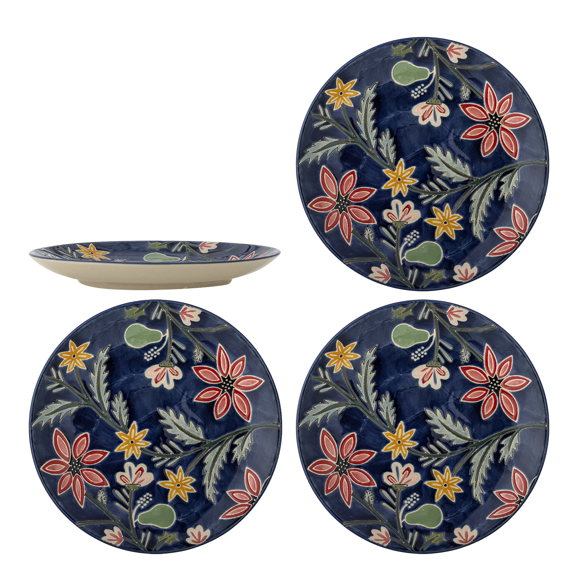 Bloomingville - Meredith Tallerken, Multifarvet, Stentøj, D20,5xH2,5 cm, Set of 4