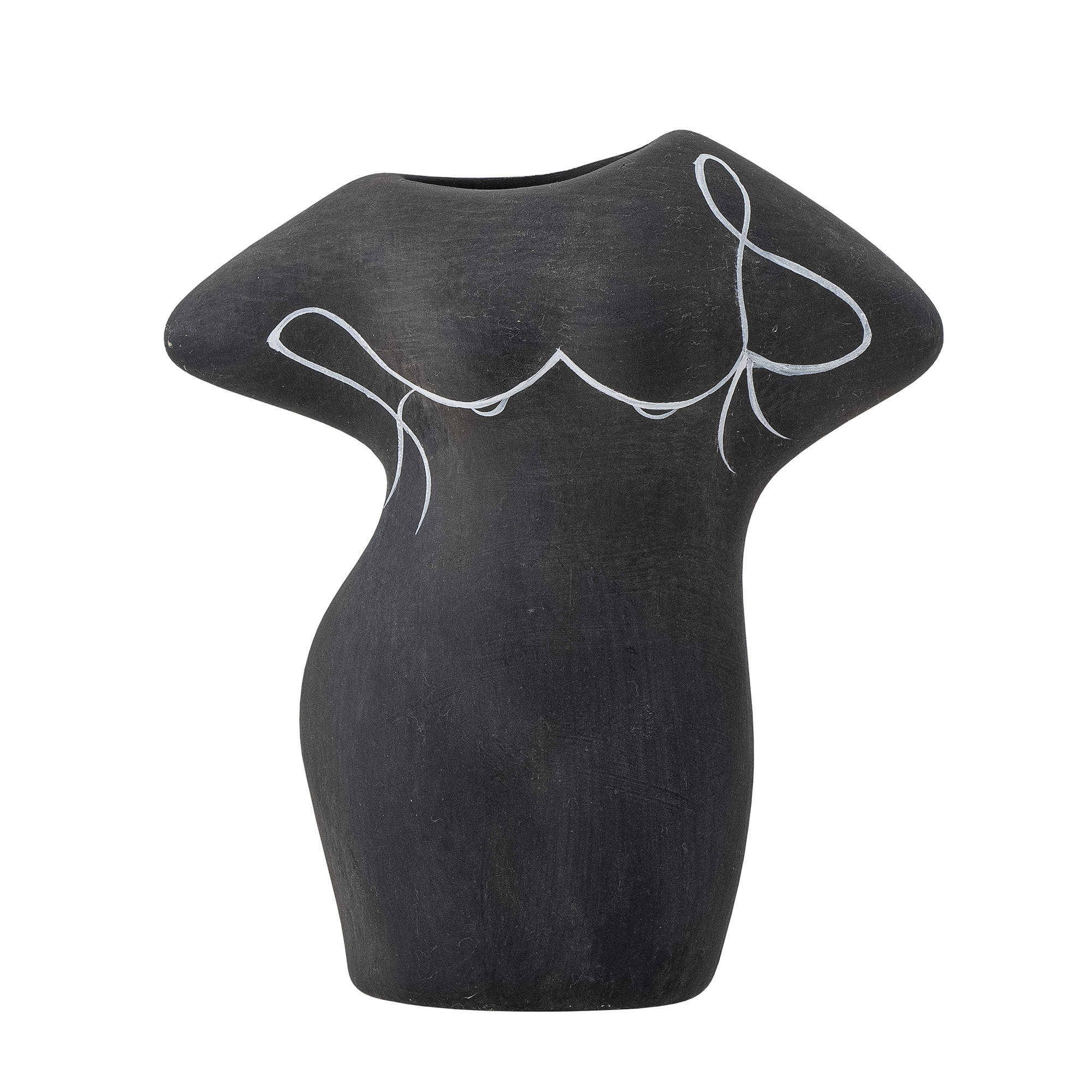 Bloomingville - Lulu Deko Vase, Sort, Terrakotta, L14,5xH16xW6,5 cm