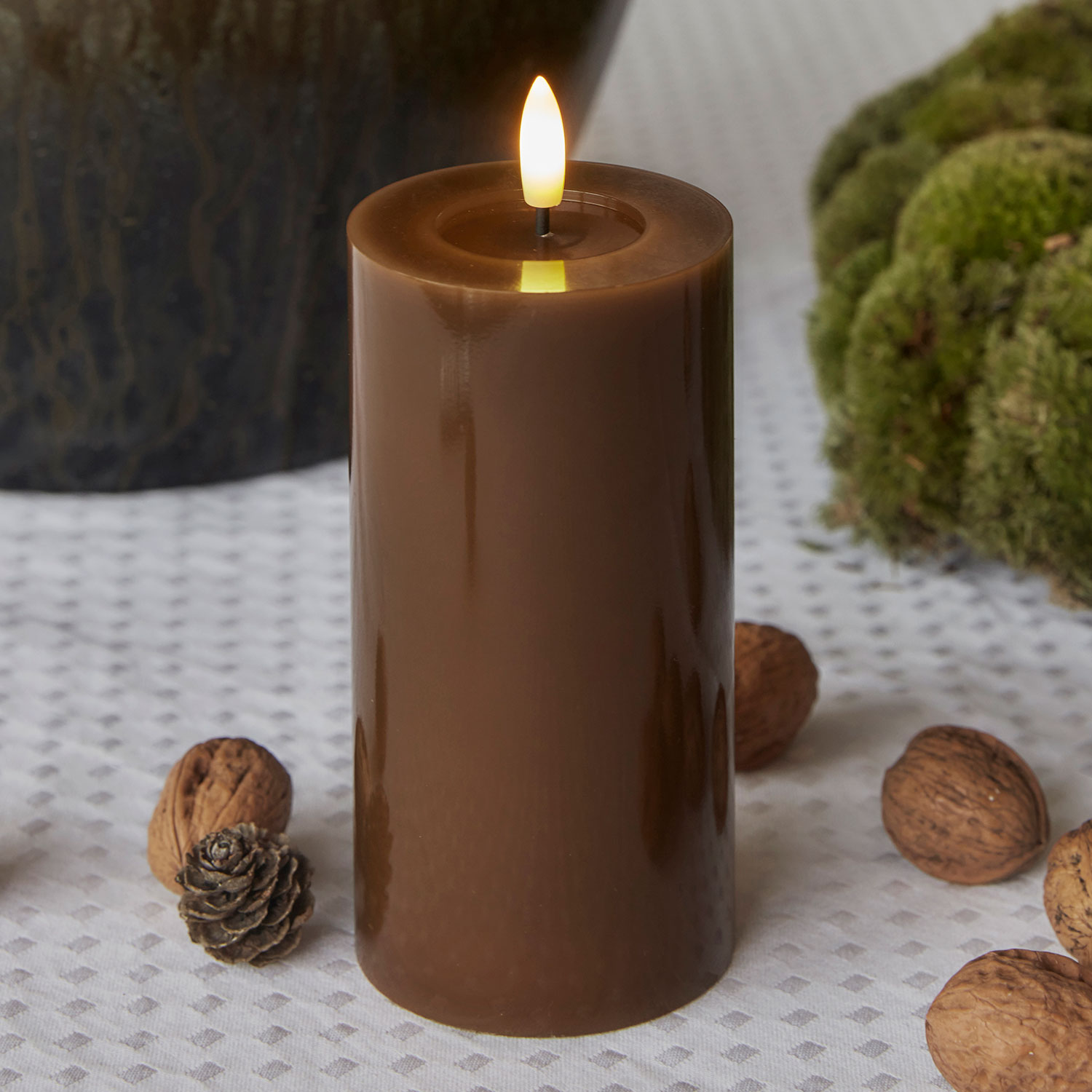 Sirius - Sille Lacquer Pillar, Toffee, Ø7,5xH15cm