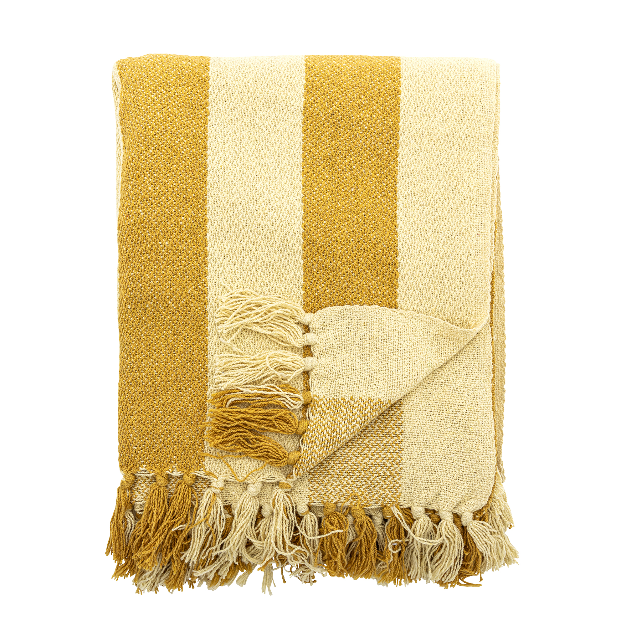 Bloomingville - Frello Plaid, Gul, Genanvendt Bomuld, L160xW130 cm
