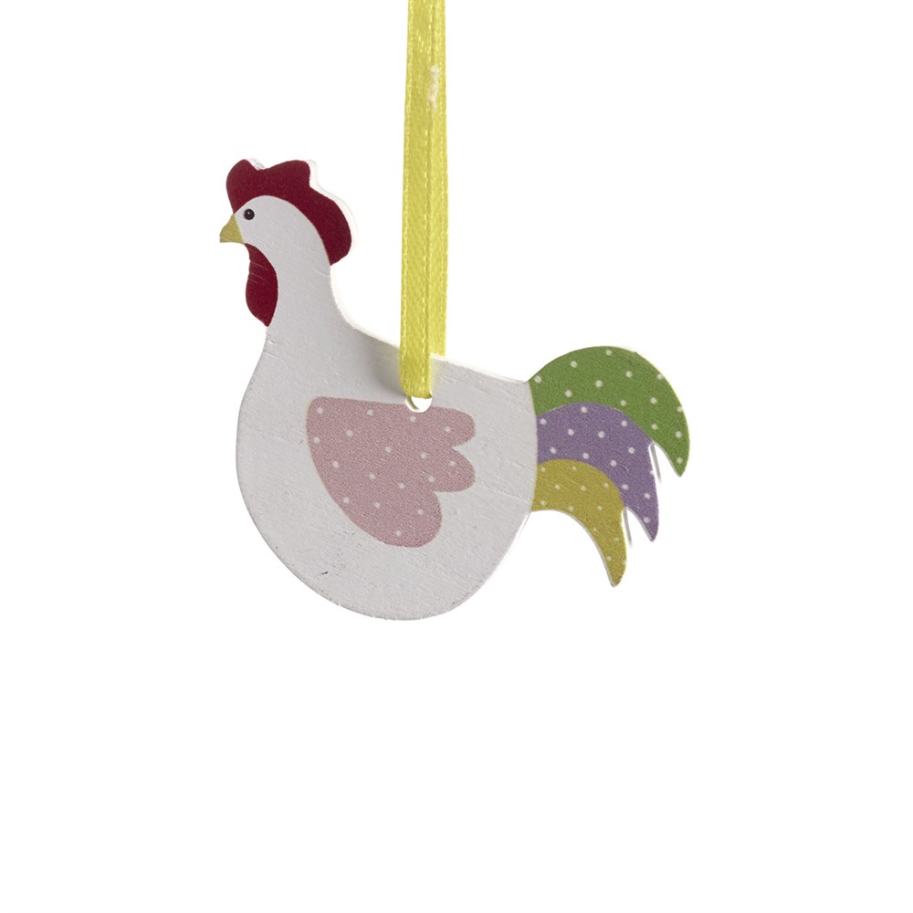 Nääsgränsgården - Woodornament Rooster, white L.6,3cm