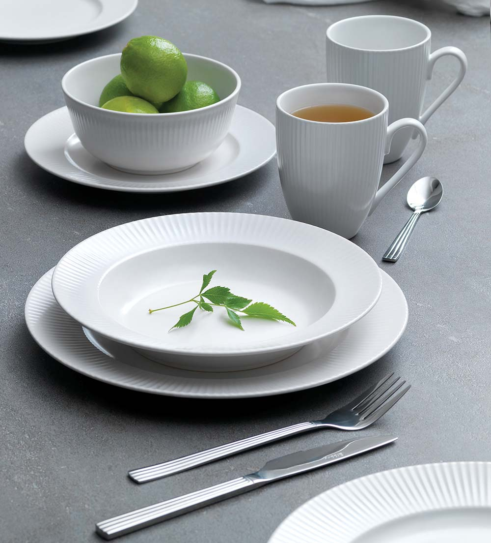 Groovy - middags tallerken, stentøj, hvid, 27 cm