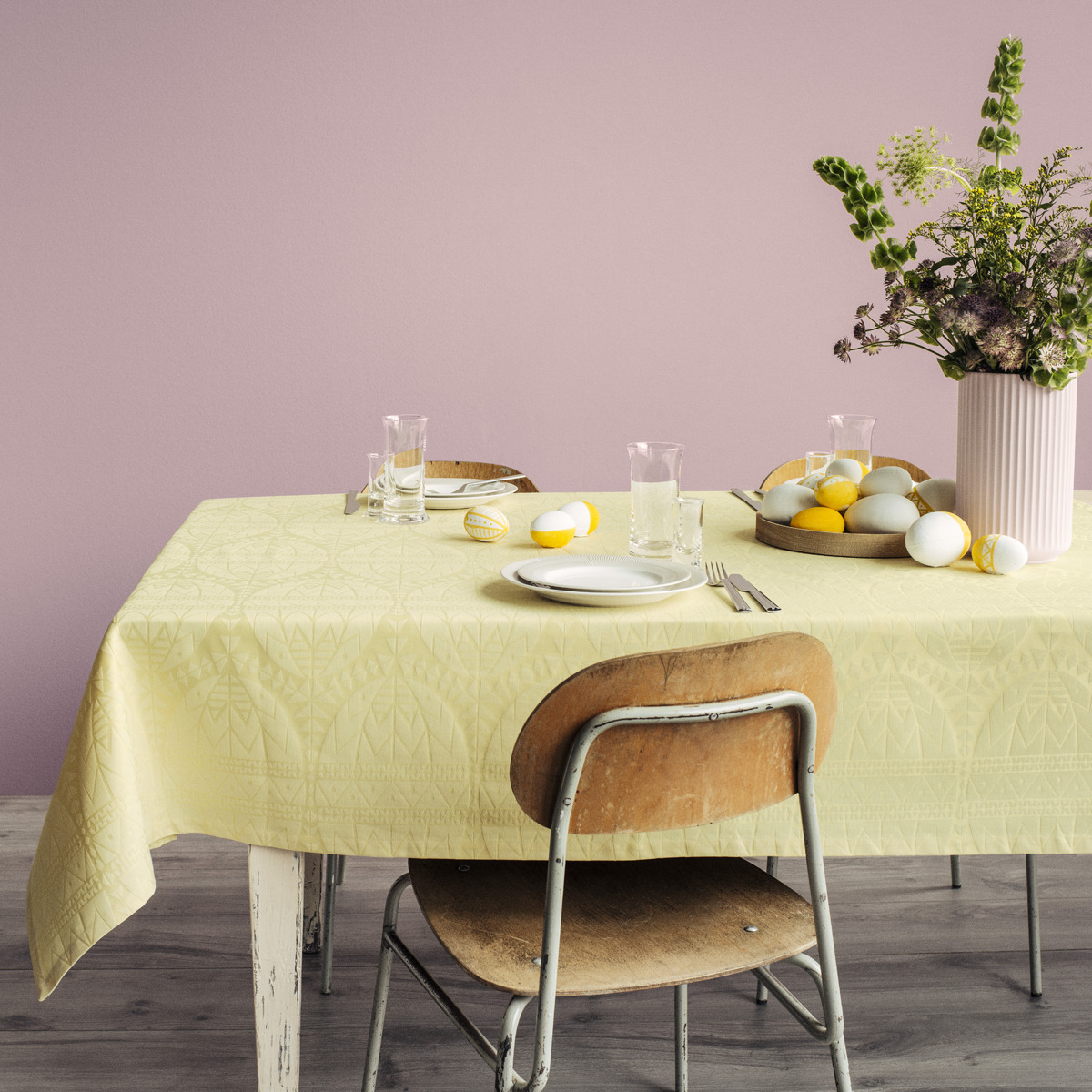 Påske Damaskdug gul 150x370 cm Påske Damaskdug gul 150x370 cm