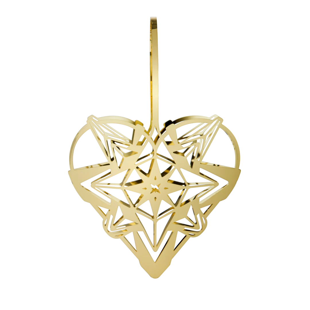 Julehjerte H25,6 cm Guld, Forgyldt