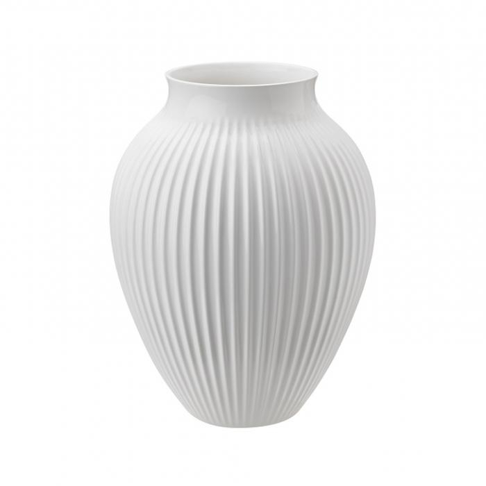 Knabstrup, vase med riller, hvid, 35 cm 