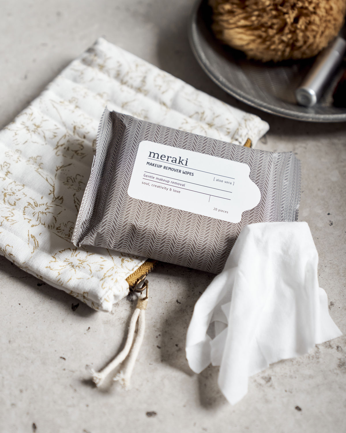 Makeup remover wipes, Aloe vera, Varm grå/Hvid Makeup remover wipes, Aloe vera, Varm grå/Hvid