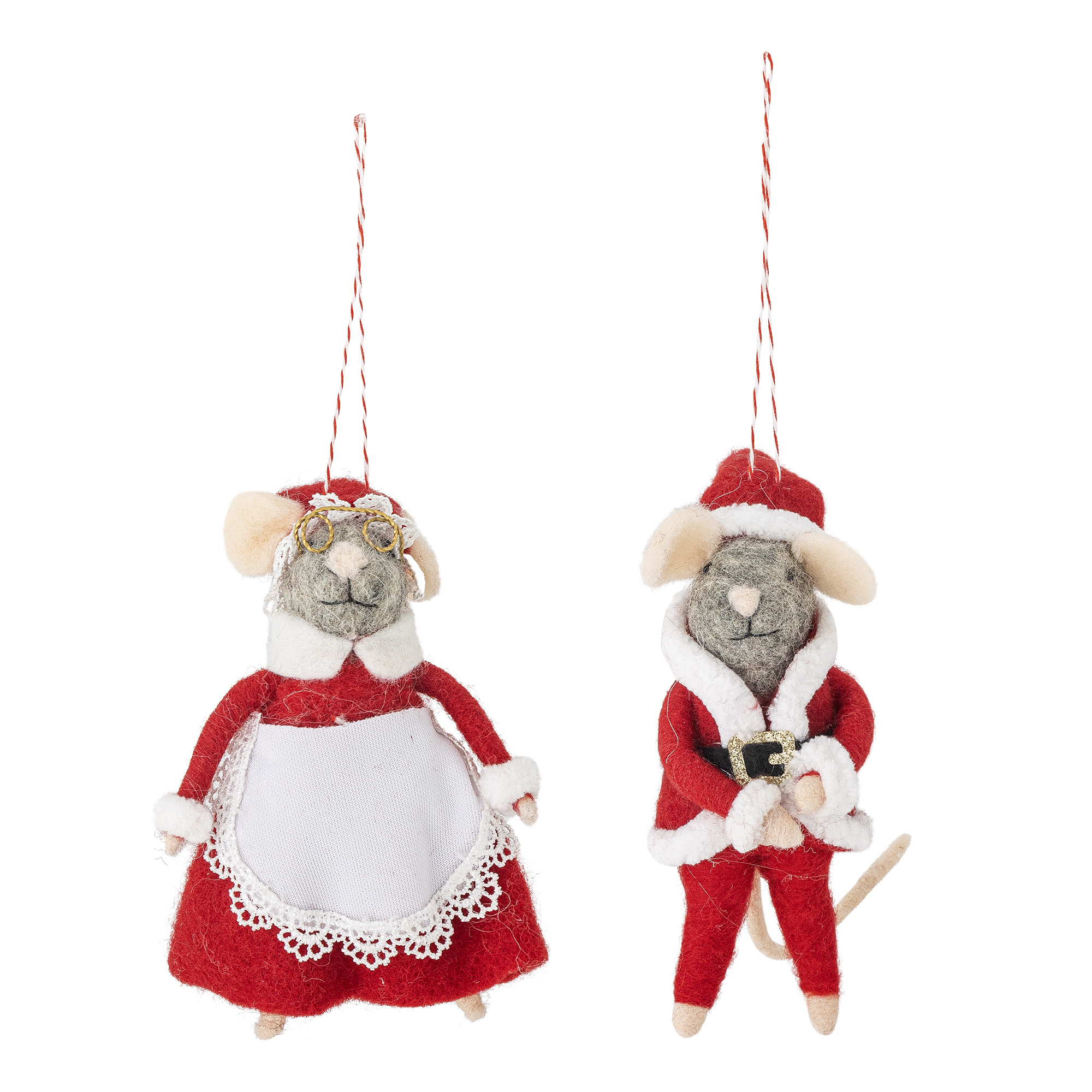 Bloomingville - Peo Ornament, Rød, Uld, L7xH12xW7 cm, Set of 2