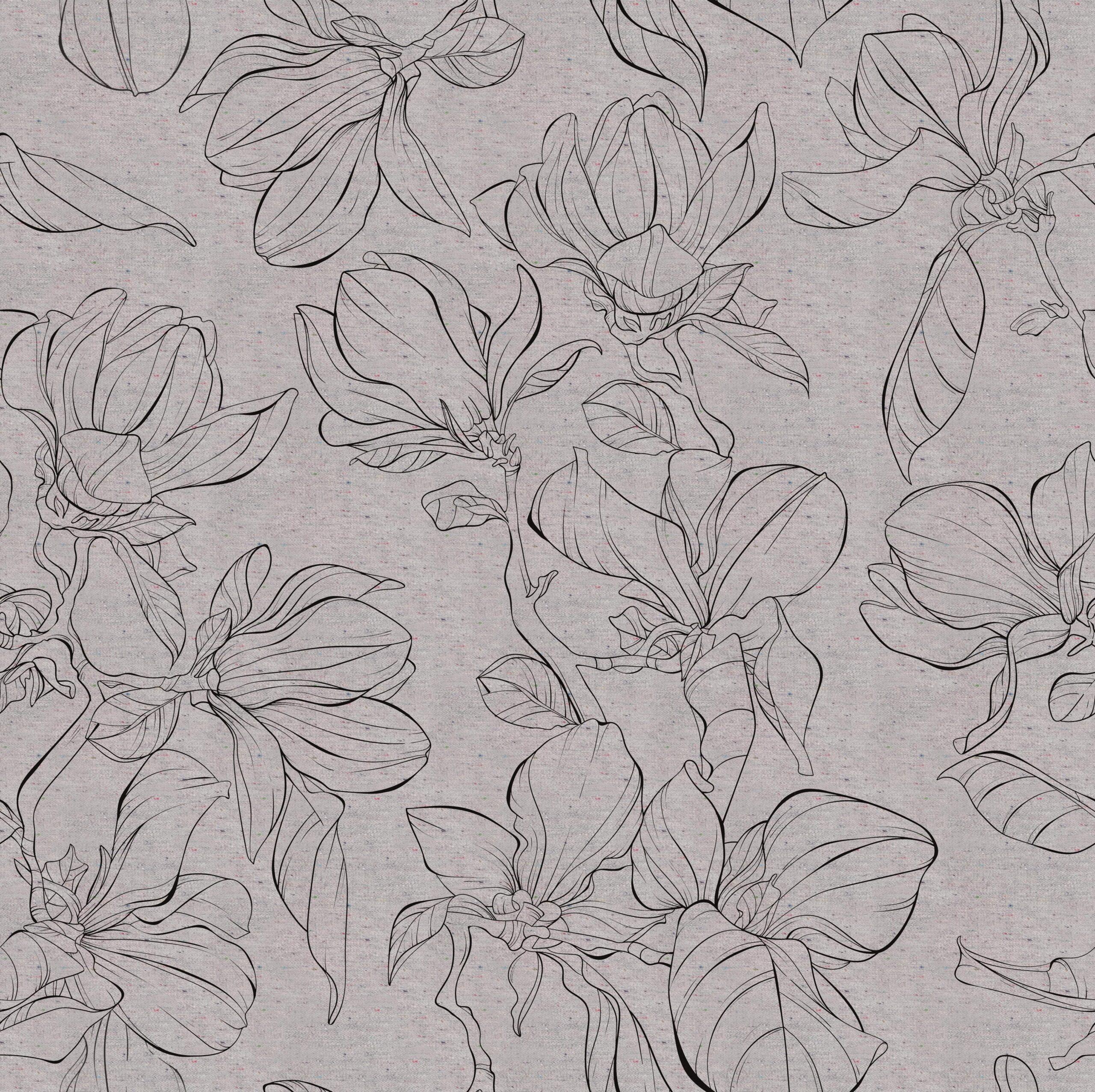 Engholm Textiles - Akryldug med antislip Blomst outline grå
