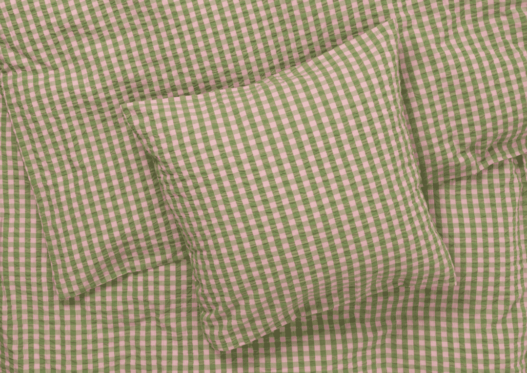 Bæk & Bølge Sengetøj 140x220 cm grøn/soft pink 
