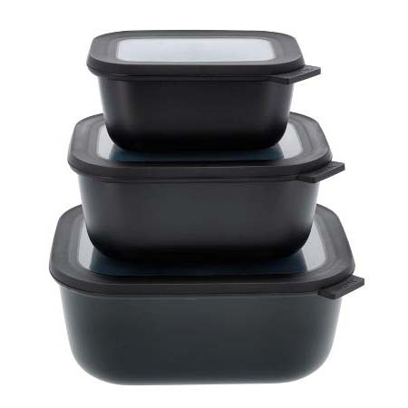 Mepal - Cirqula høj Rekt. skålesæt m.låg 3 stk. Black billede