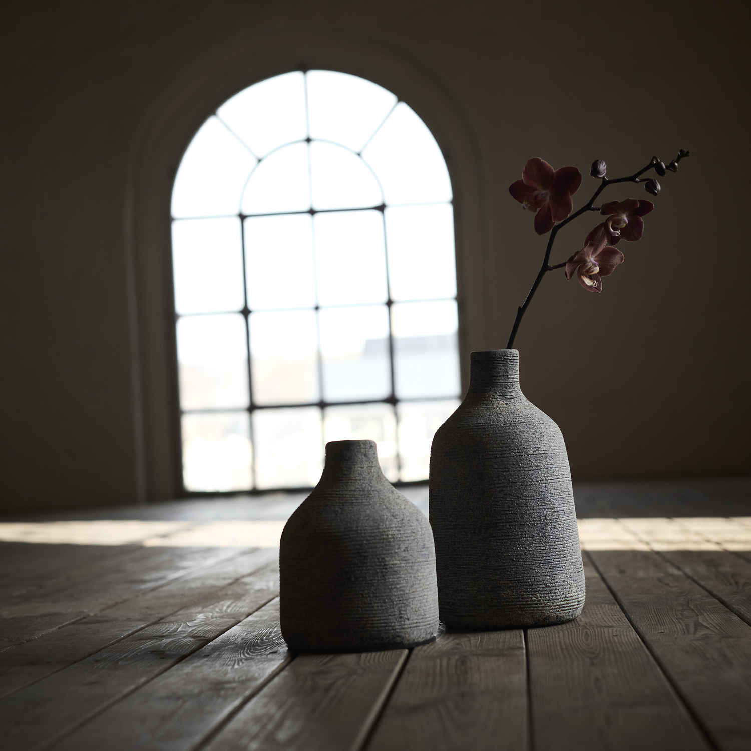 Stain Vase L - Grå/Brun, Luna Krukke 80 - Sort
