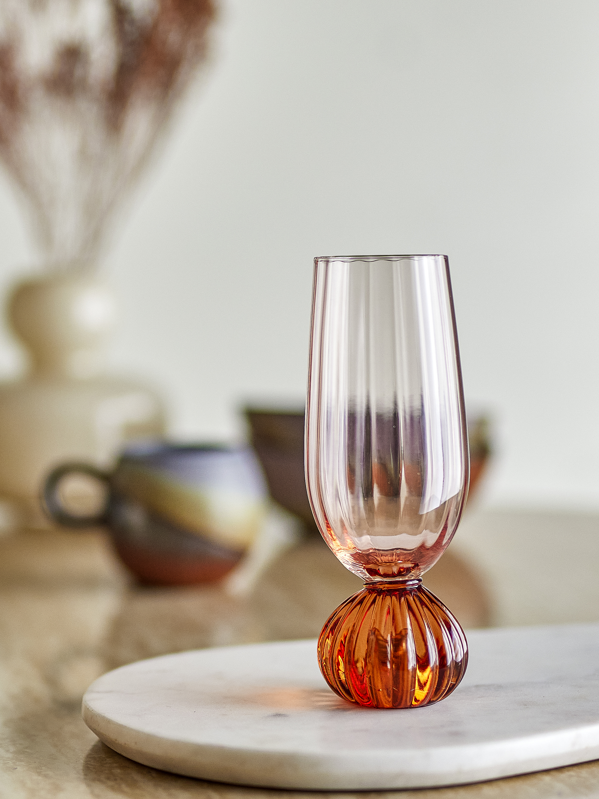 Taurin Champagneglas, Rosa, Glas, D6xH17 cm