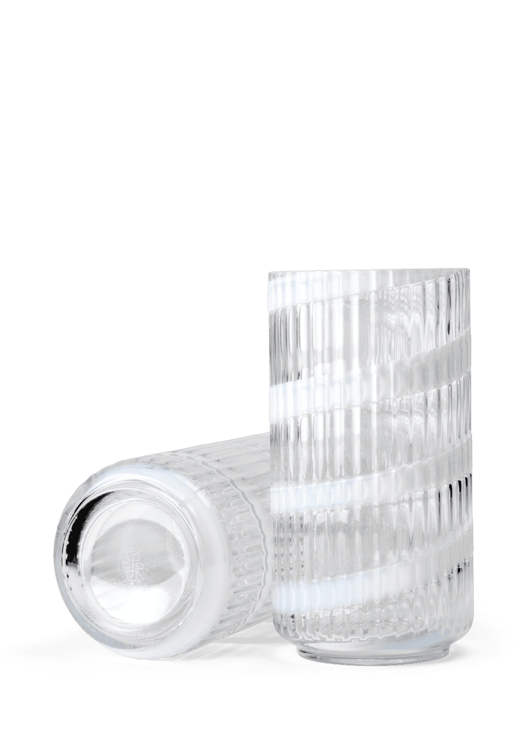 Lyngby Vase H20.5 cm swirl hvid mundblæst glas