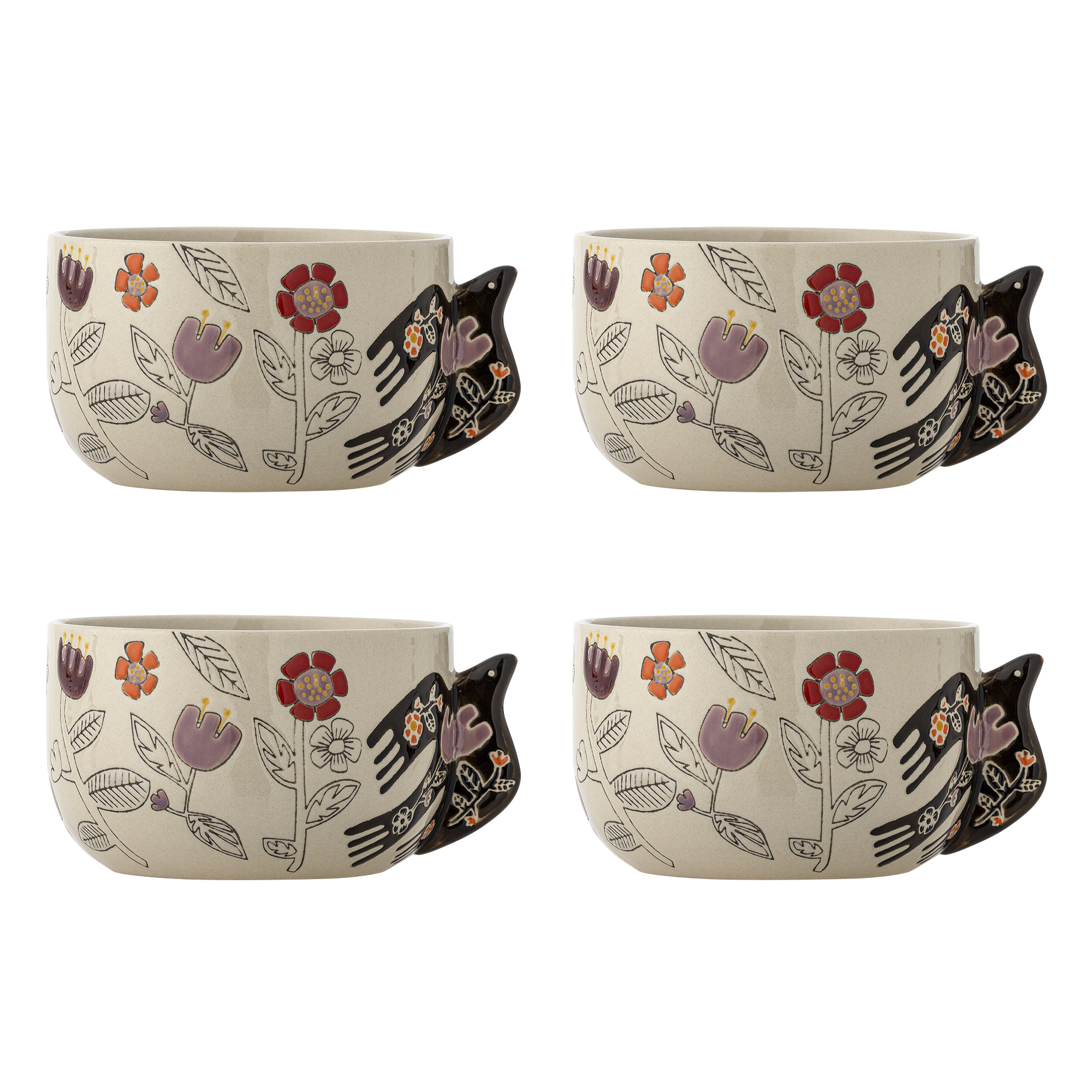 Bloomingville - Vivielle Skål, Multifarvet, Stentøj, D13xH8 cm, Set of 4