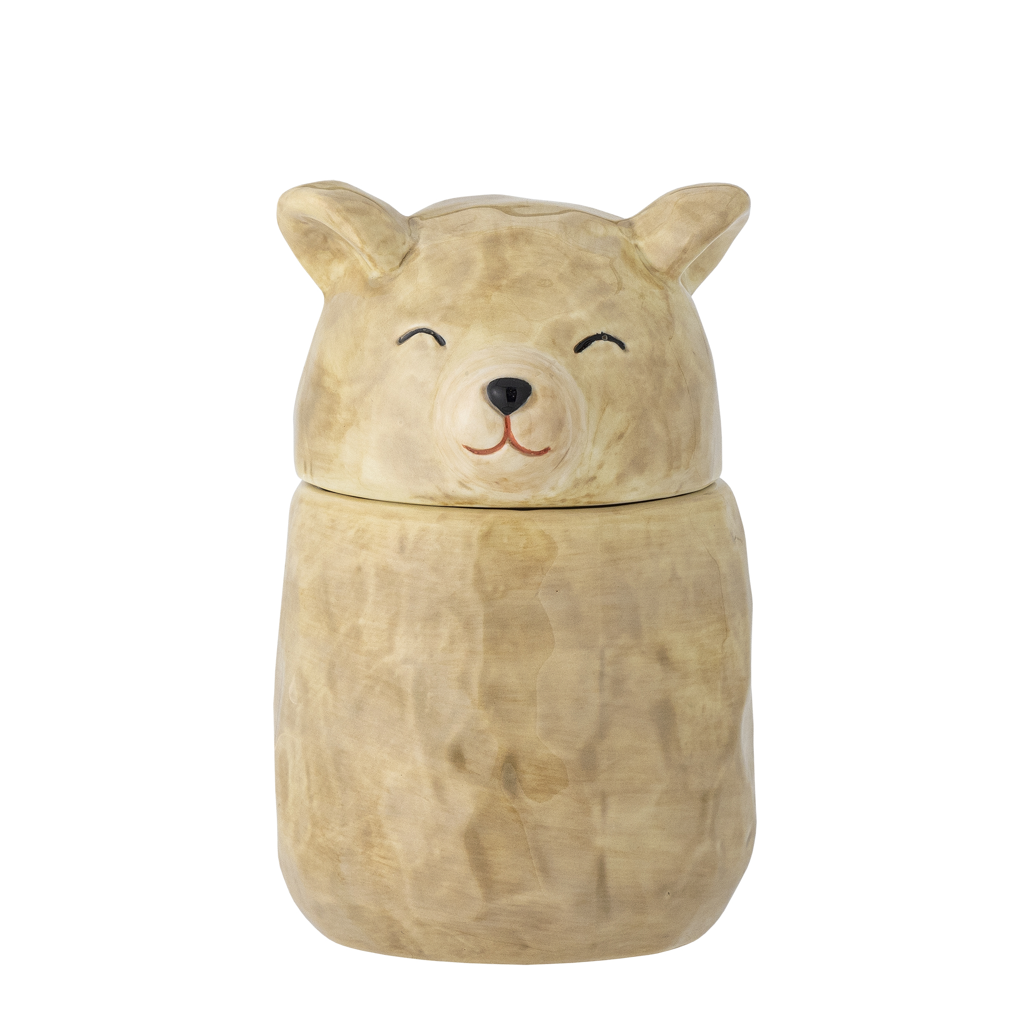 Bloomingville - Puk Krukke m/låg, Brun, Stentøj, D7xH12 cm billede