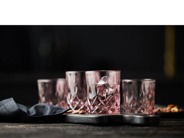 Lyngby Glas Sorrento Whiskyglas 32 cl 4 stk. Pink*