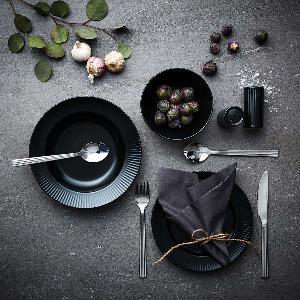 Groovy - middags tallerken, stentøj, sort, 27 cm