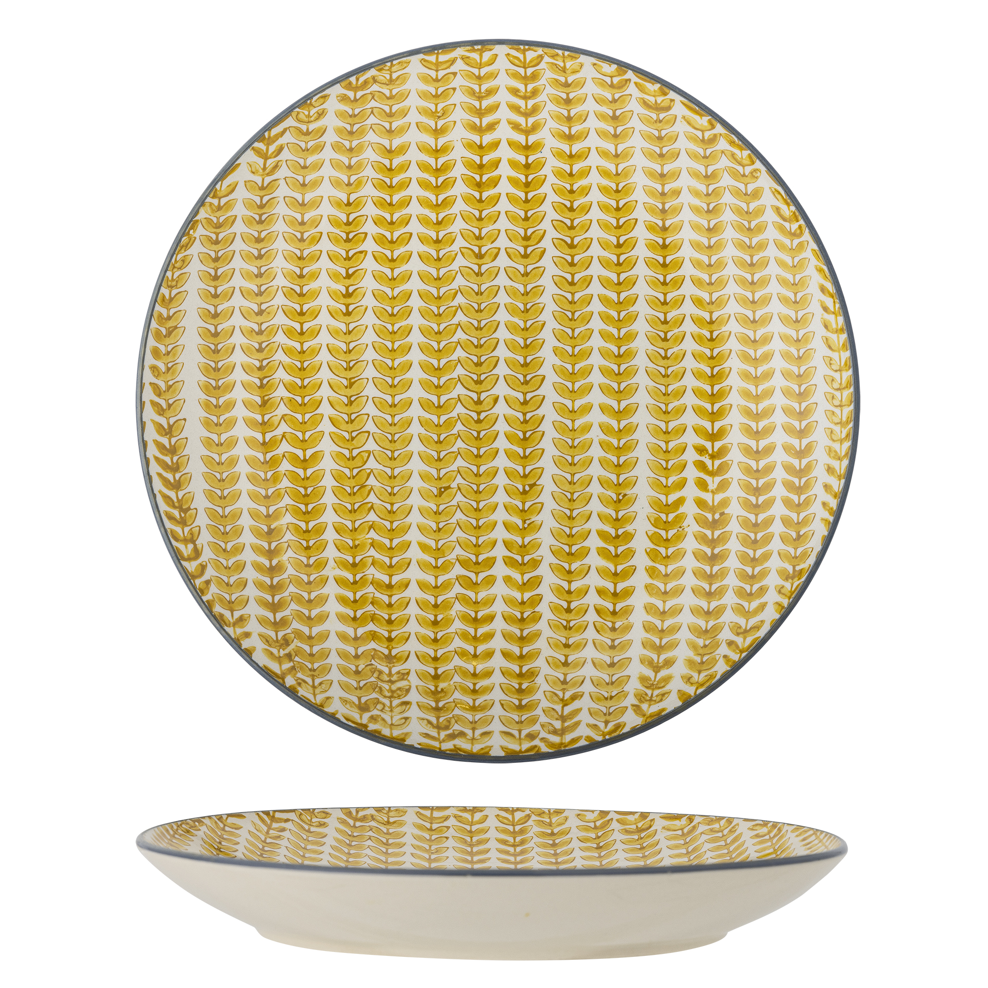 Bloomingville - Maple Tallerken, Gul, Stentøj, D25,5xH3 cm