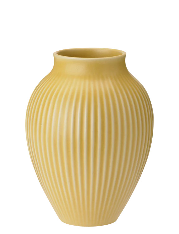 Knabstrup vase H 20 cm ripple yellow