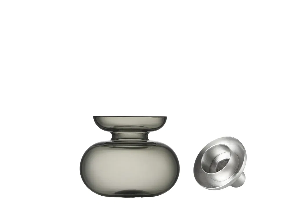 Zone Denmark Vase/Lysestage Inu 11 x 10 cm Røget Grå/Stål