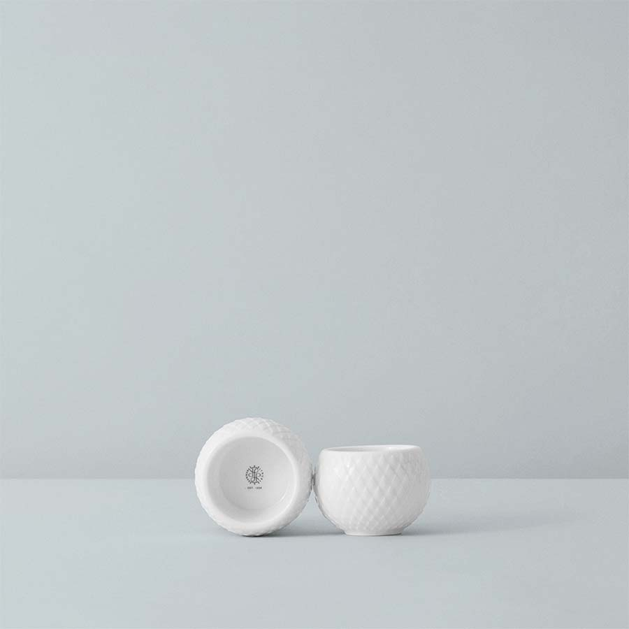 Rhombe Fyrfadsstage Ø6,5 cm hvid porcelæn, 2 stk.