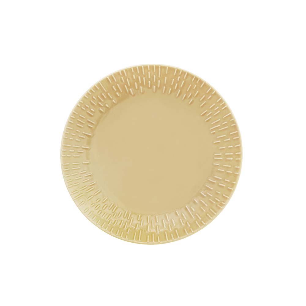 Confetti - Desserttallerken m/relief porcelæn 21 cm Sennep gul