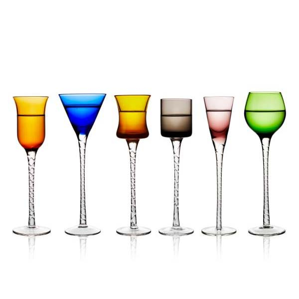 Lyngby Glas - London Snapseglas 18 cm 6 stk. Assorterede billede