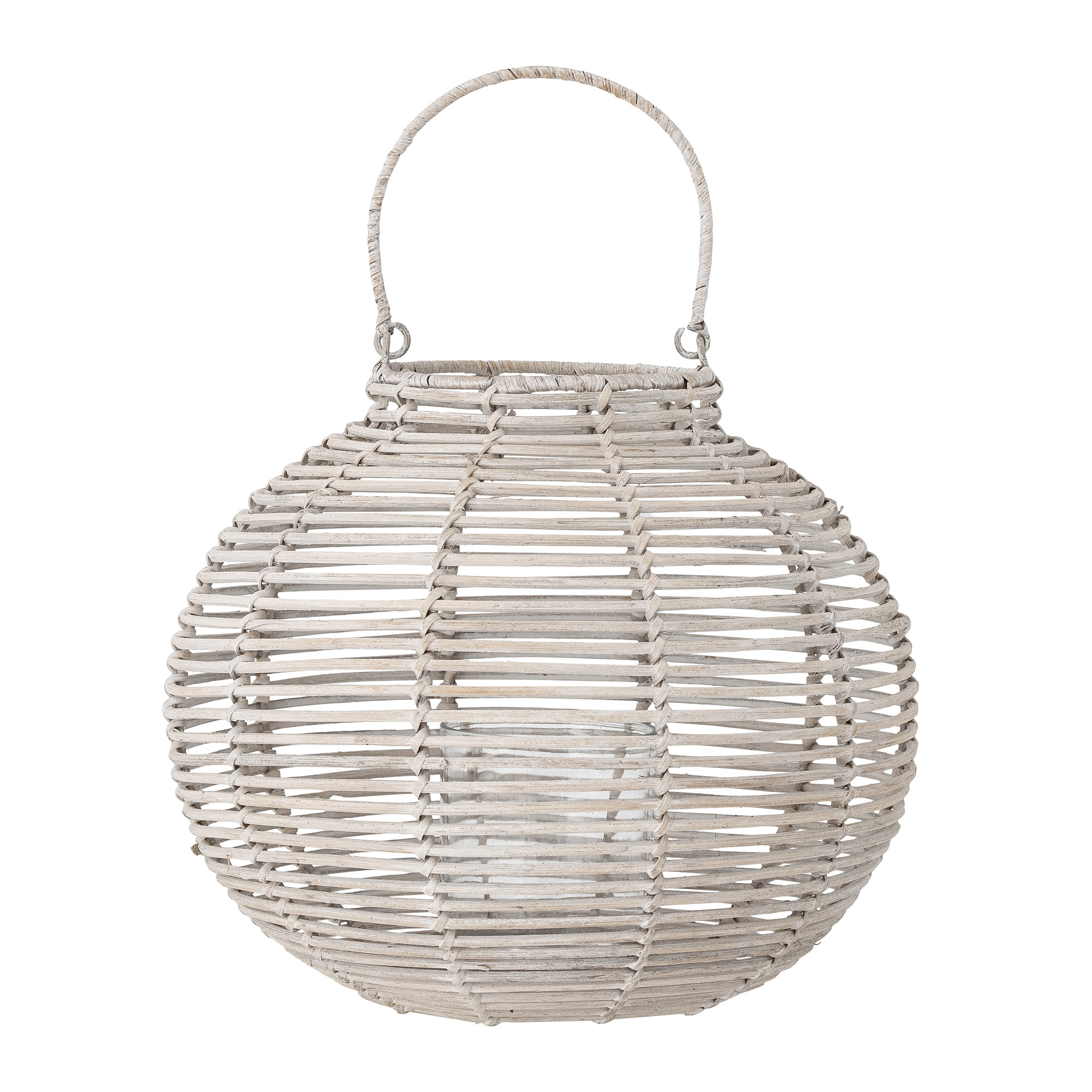 Bloomingville - Malua Lanterne m/Glas, Hvid, Rattan, D30xH36 cm