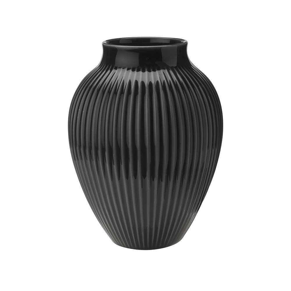Billede af Knabstrup - , vase, riller sort, 20 cm