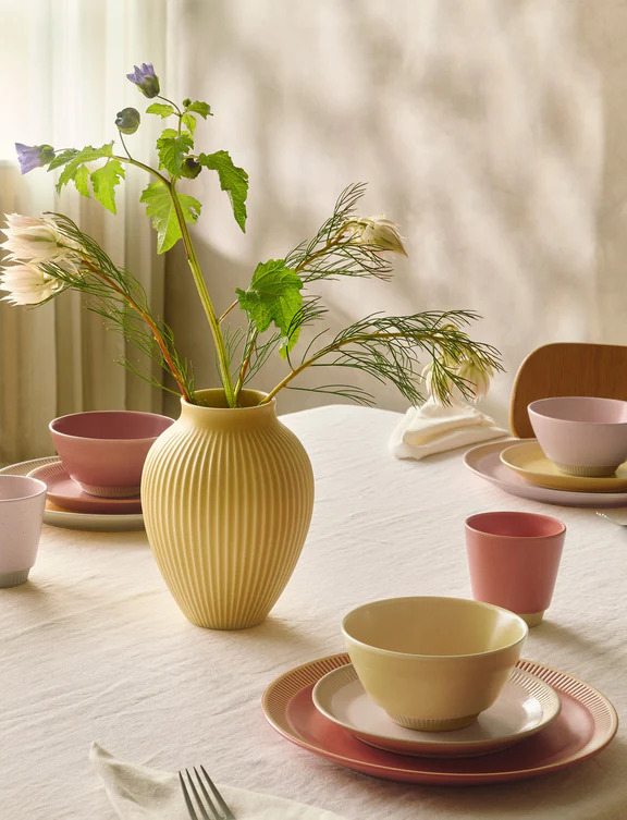 Knabstrup vase H 20 cm ripple yellow