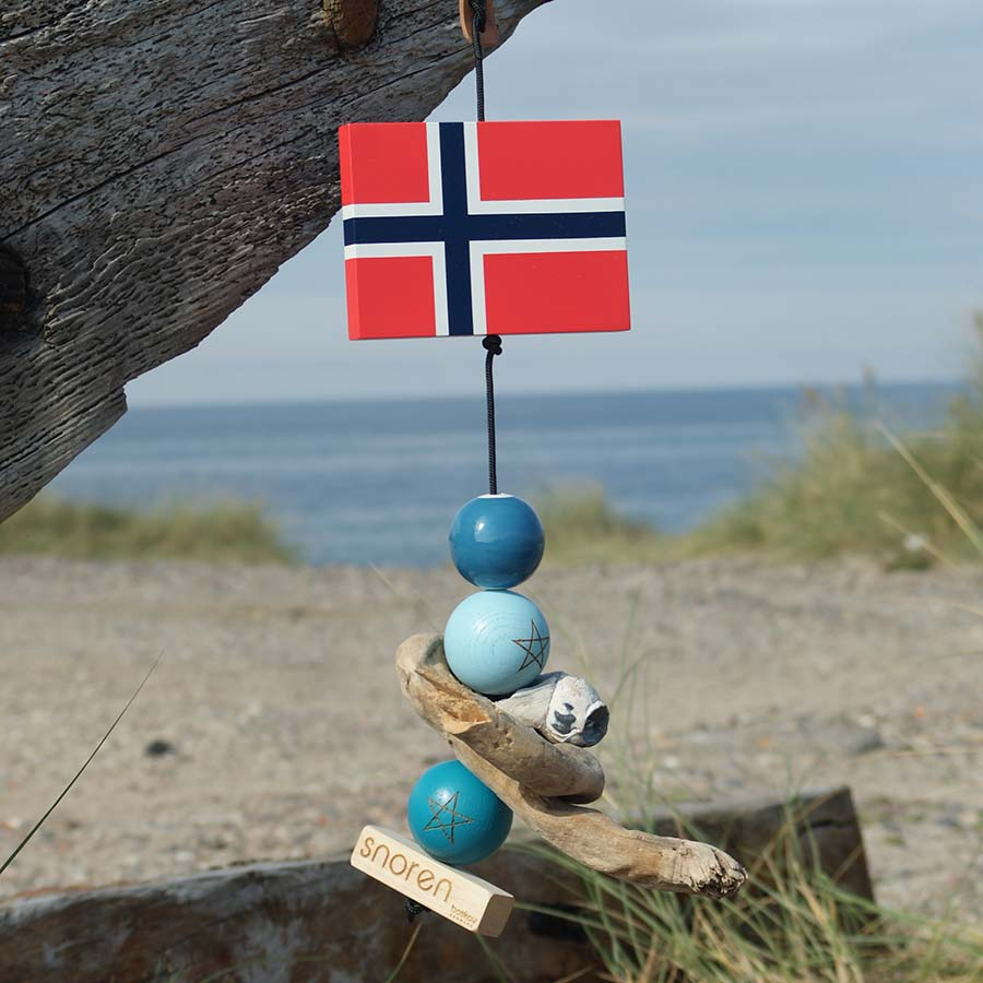 Norsk træflag og velkommen klods/brick