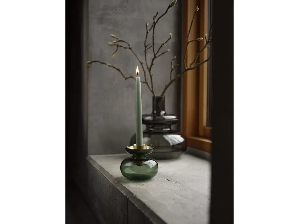 Zone Denmark Vase/Lysestage Inu 11 x 10 cm Røget Grå/Stål