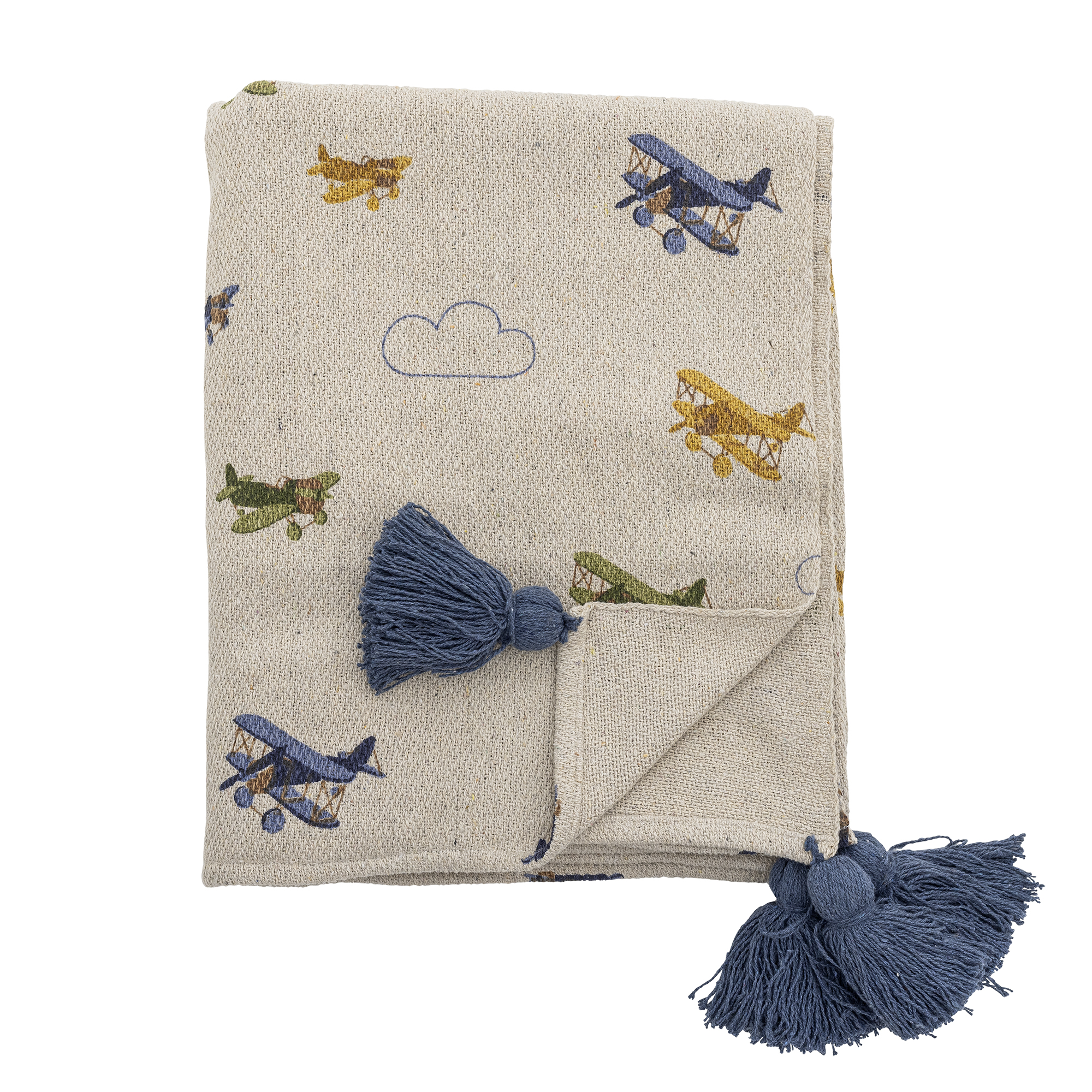 Bloomingville - Plane Plaid, Natur, Genanvendt Bomuld, L160xW130 cm billede