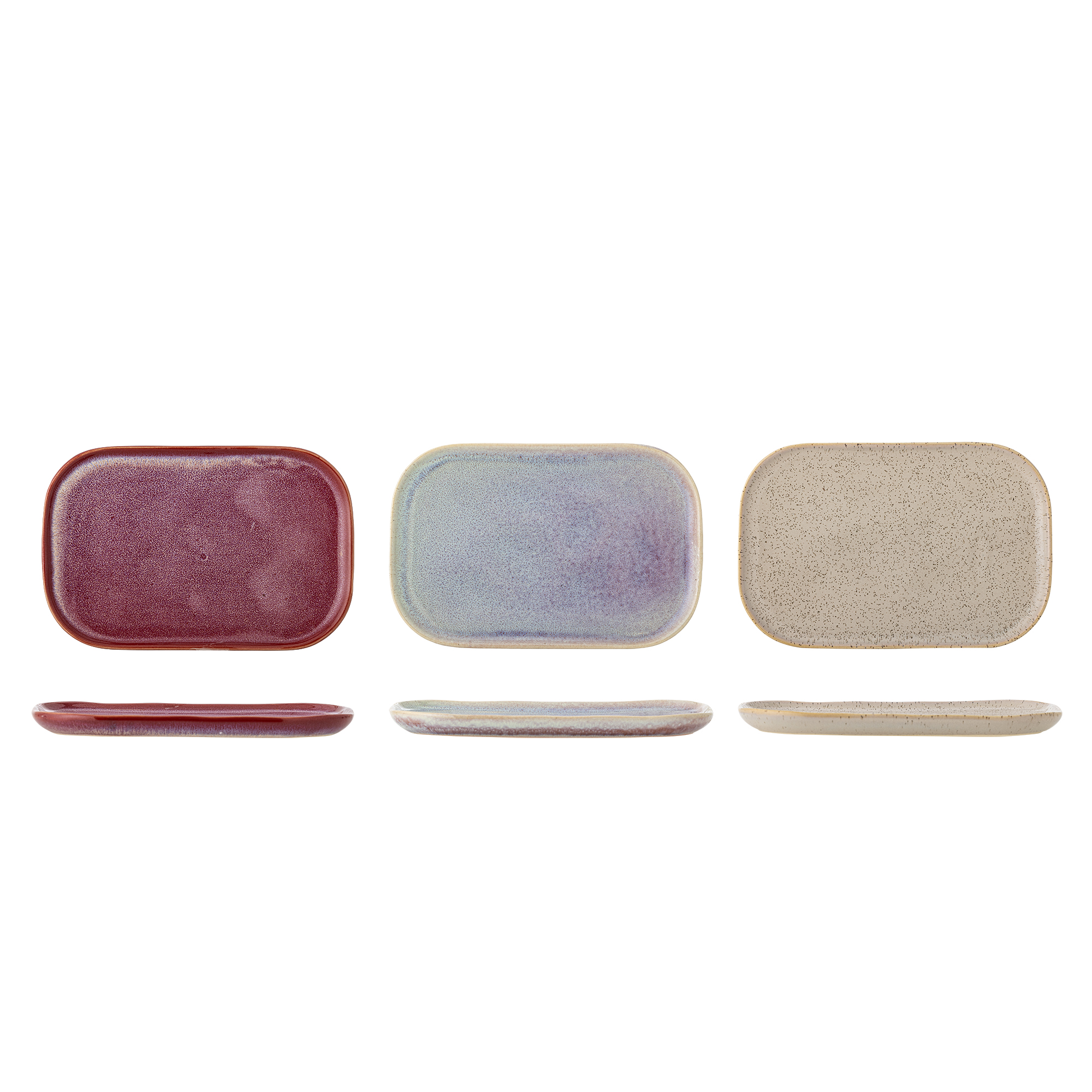 Bloomingville - Addison Tallerken, Rosa, Stentøj, L22,5xH1,5xW14,5 cm, Set of 3
