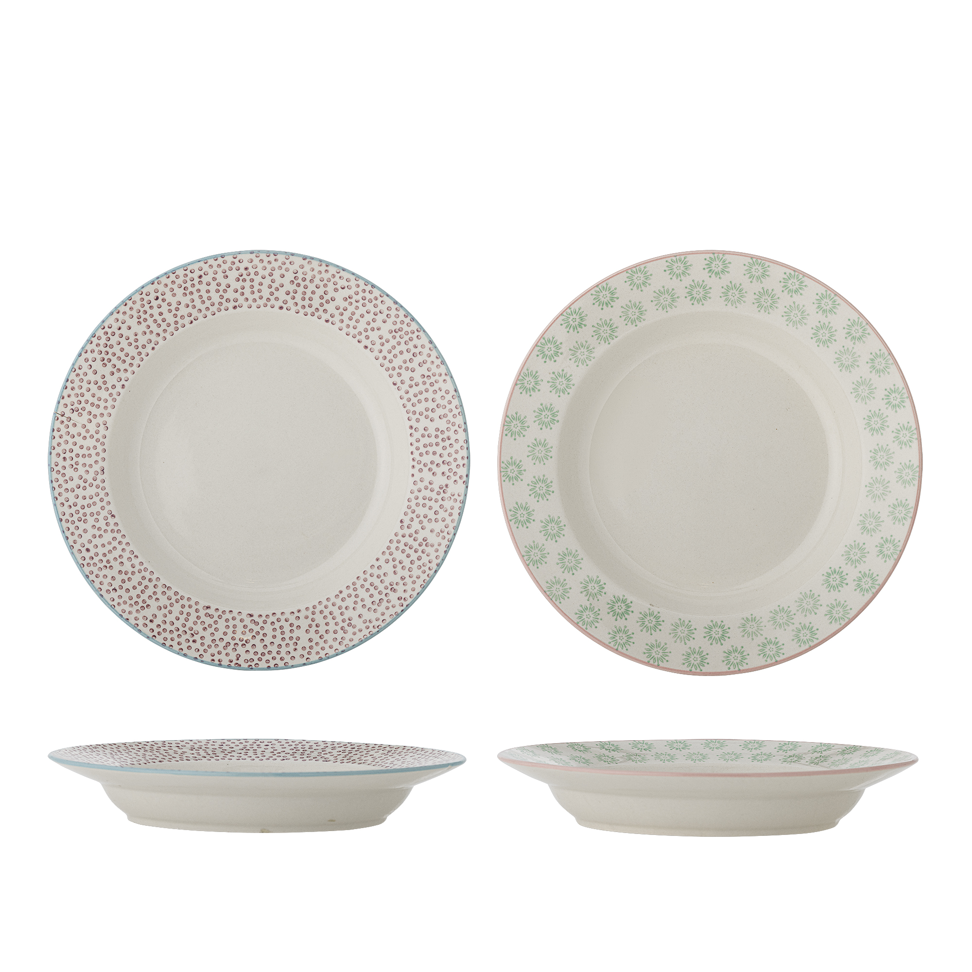 Bloomingville - Patrizia Tallerken Dyb, Multifarvet, Stentøj, D25xH4 cm, Set of 2 billede